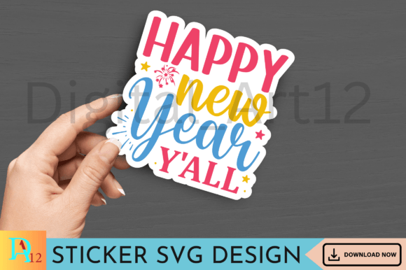 Download Happy New Year Y'all Sticker SVG Design - Premium Resources