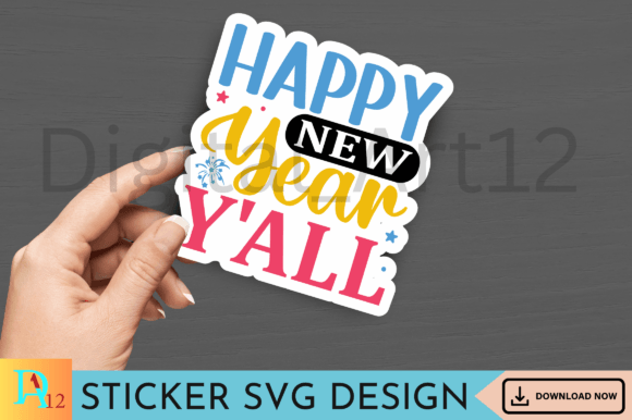 Download Happy New Year Y'all Sticker SVG Design - Premium Resources